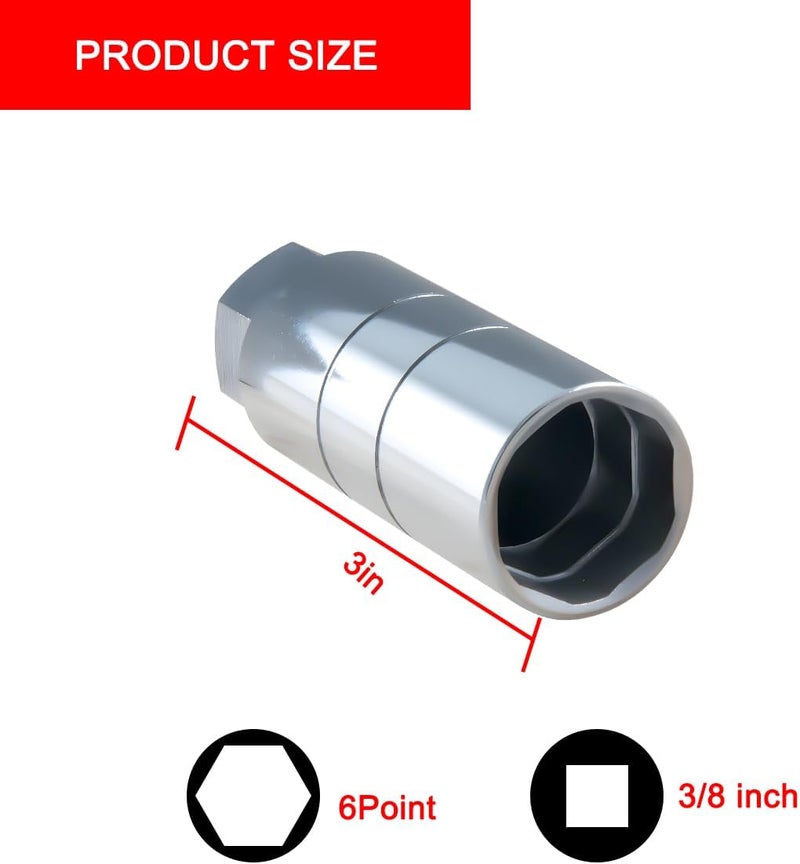 Osilly Car Oil Pressure Sensor Socket, 6 Point Automotive Professional Switch Socket Fits 3/8" Drive 1-1/8" Hex Wrench, 1-1/16"Quick Removing Installing Oil Sending Unit(Silver) - Image 2